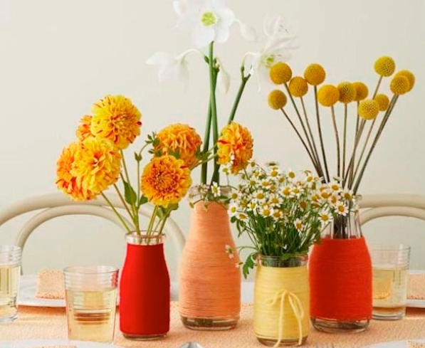 floreros de vidrio reciclado