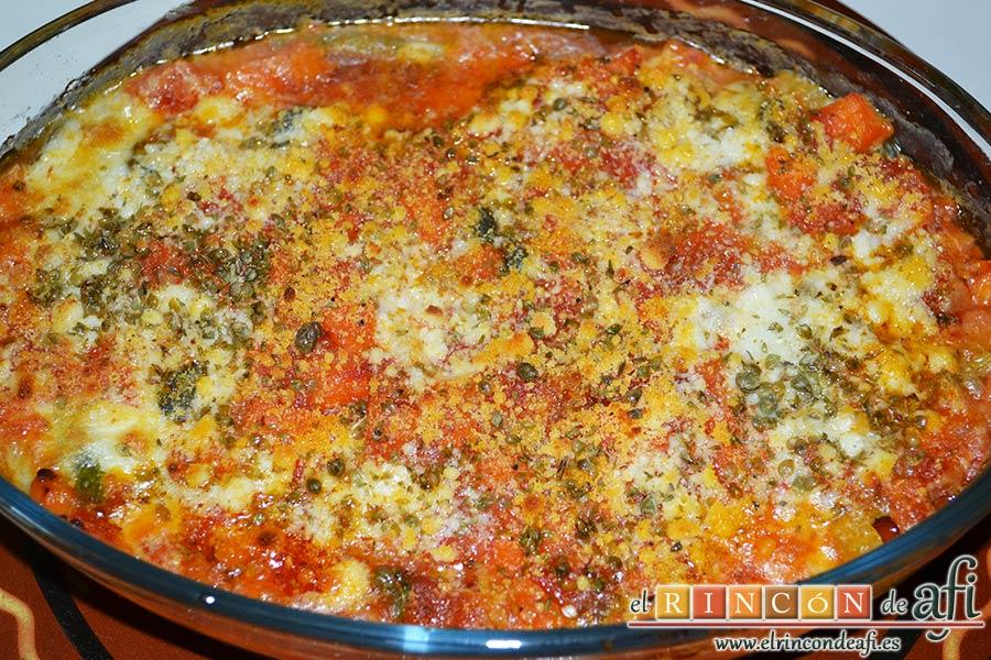 Lasaña de verduras con mozzarella fresca, sugerencia de presentación