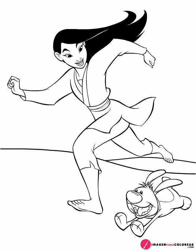 Mulan Corriendo Para Colorear