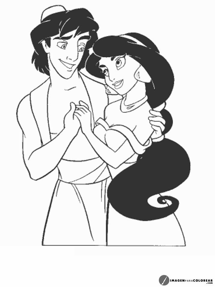 Aladin Y Jasmin Para Colorear
