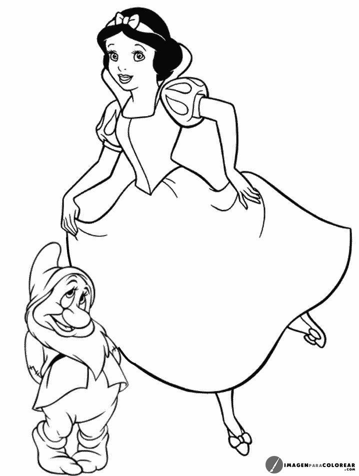 Blancanieves Y Un Enanito Para Colorear