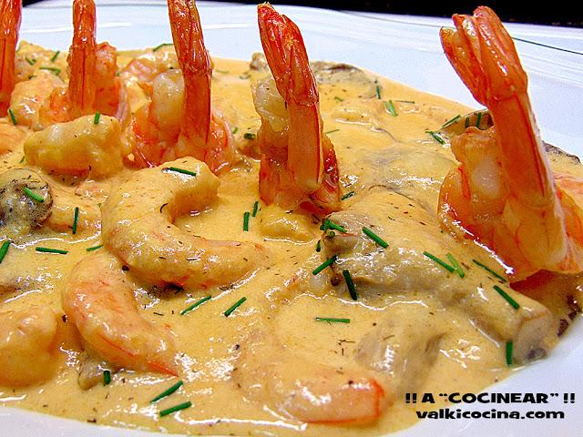 langostinos-setas-crema