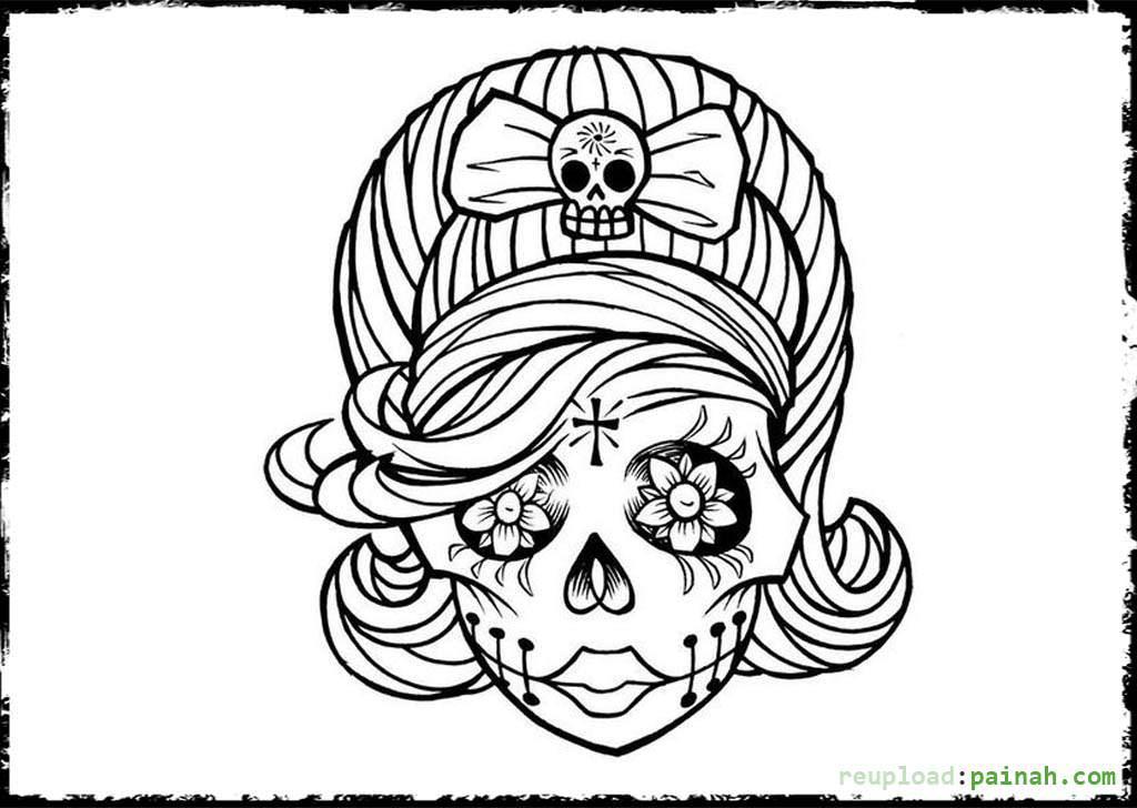 Calavera Mujer Para Colorear