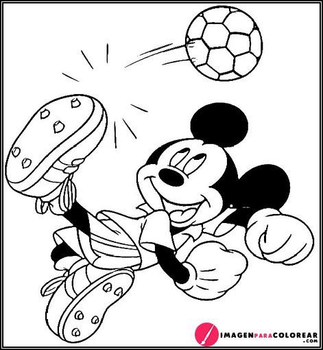 Mickey Mouse Jugando Al Futbol Para Pintar