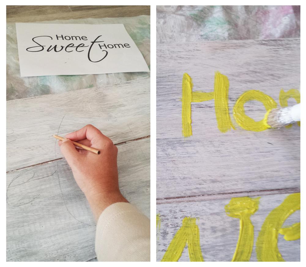 cartel con palets- dibujar las letras