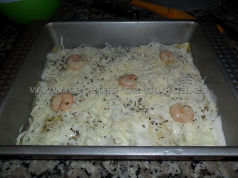 lasaña de gambas