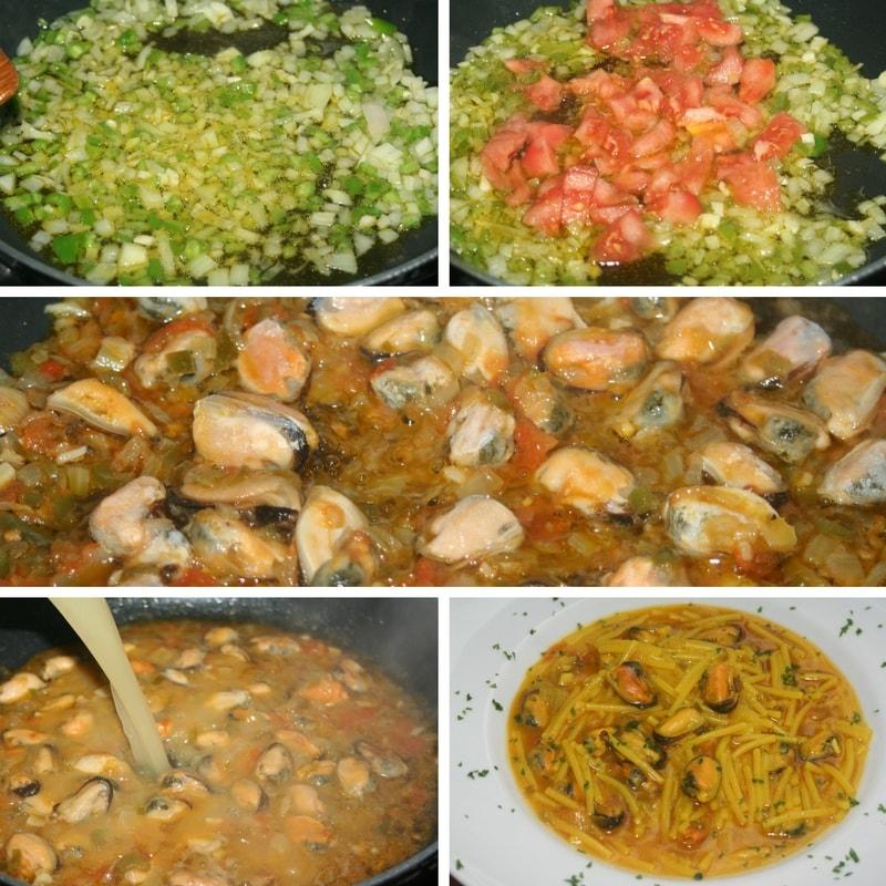 receta fideos con mejillones