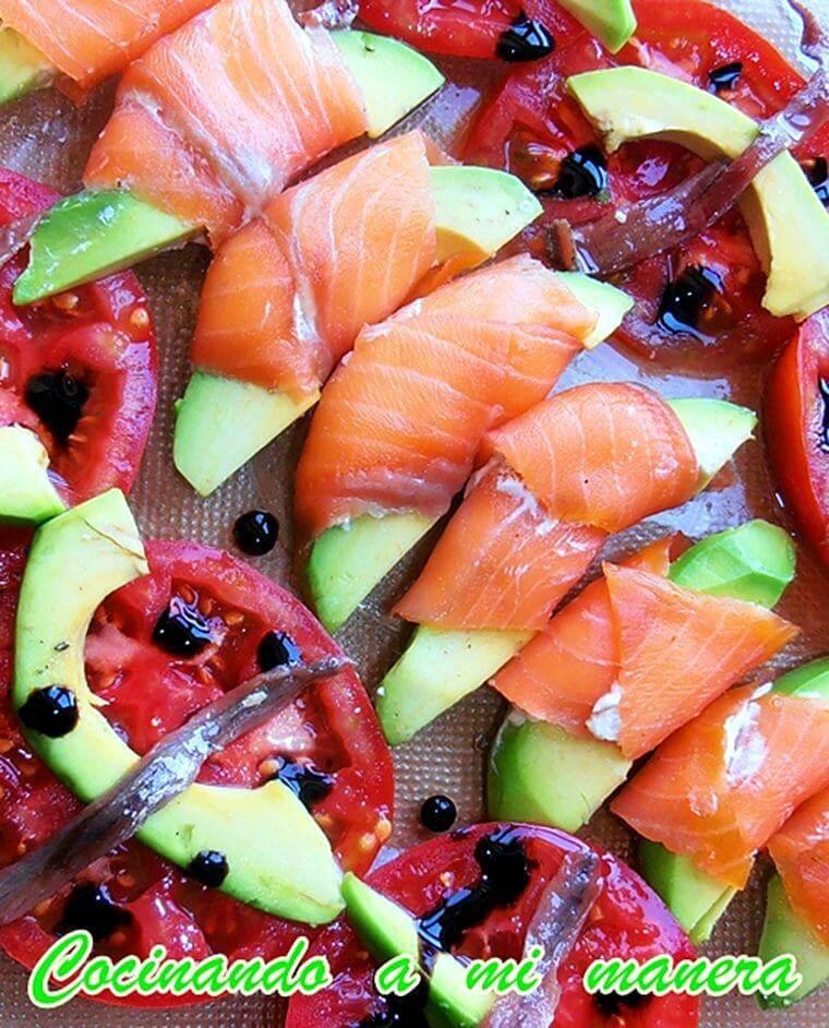 aperitivo con salmon ahumado