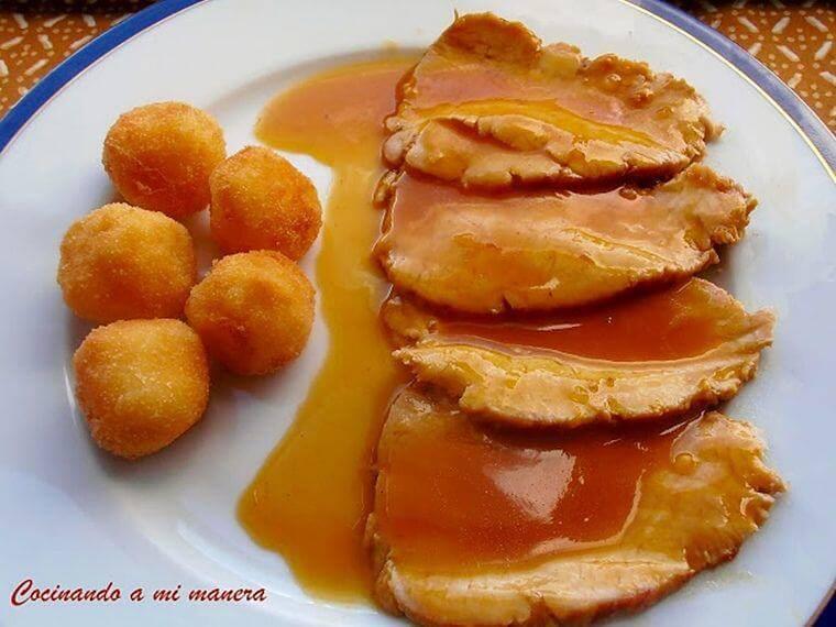 lomo en salsa de naranja