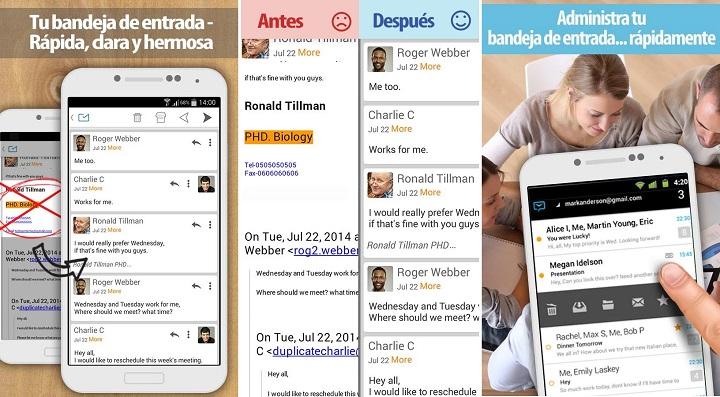Cliente de correo electrónico email programas apps Android smartphones moviles gratis