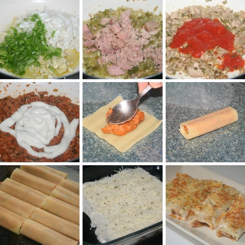 receta de canelones de atun