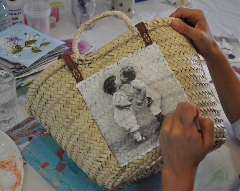 Cesta decorada découpage