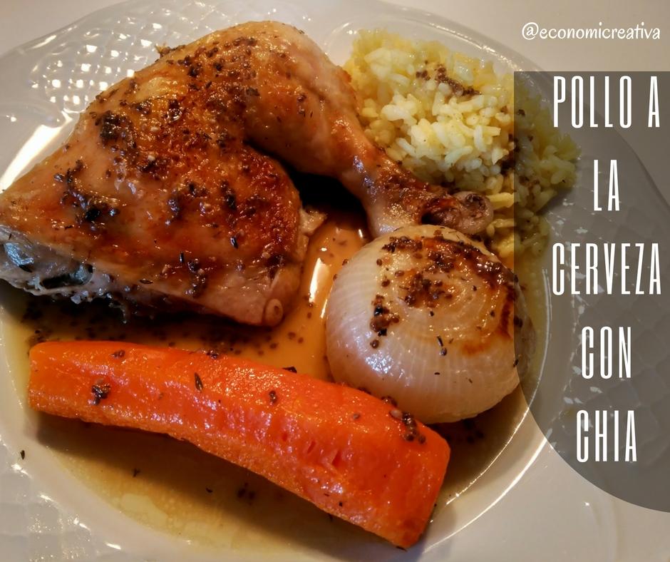 Pollo a la cerveza con chía