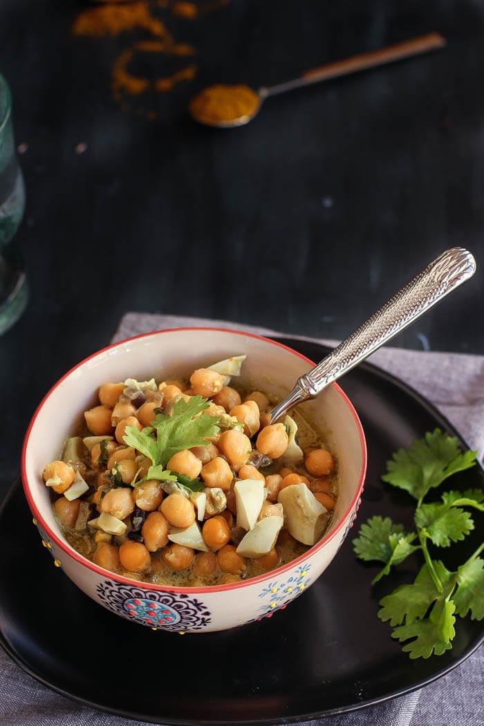 Receta de garbanzos con curry por Pintando las nubes