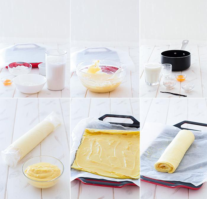 paso a paso brazo de gitano relleno con crema de natillas