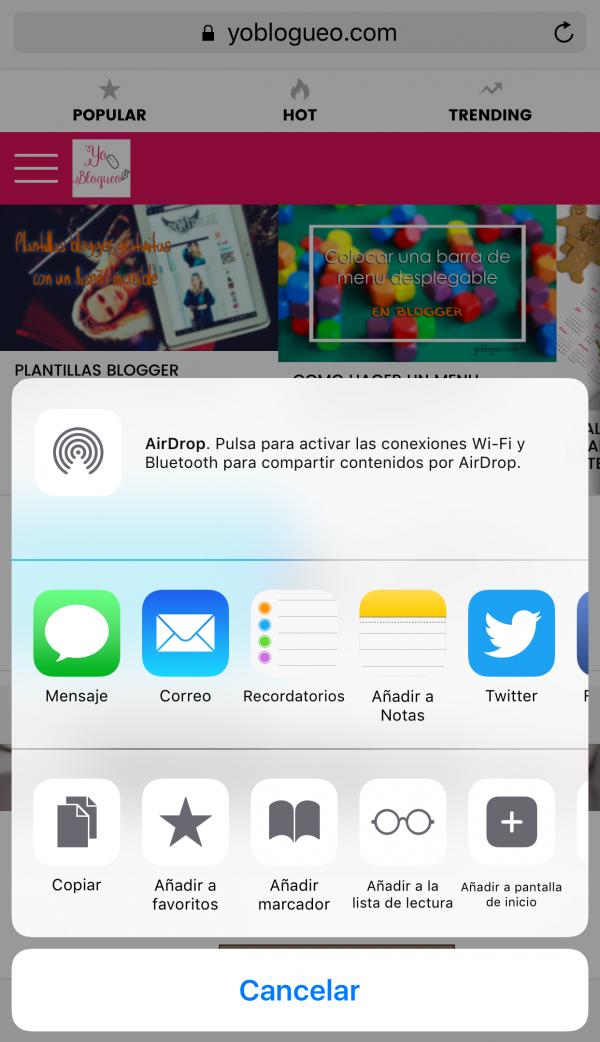acceso directo a tu blog