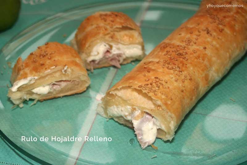 rulo de hojaldre relleno