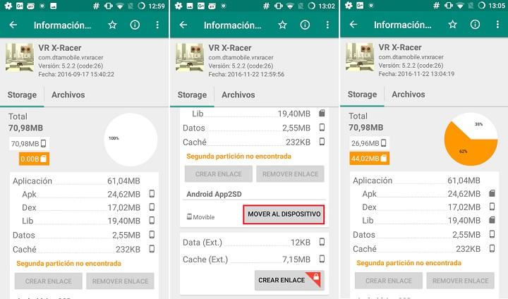 Como mover apps a la memoria SD desde la memoria interna Android liberar espacio aplicaciones programas particiones Link2SD CCleaner App remover links crear enlaces 