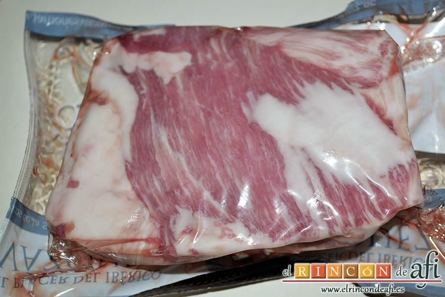 Secreto ibérico marinado con champiñones salteados con mostaza de Dijon y nata (crema de leche), comprar el secreto ibérico