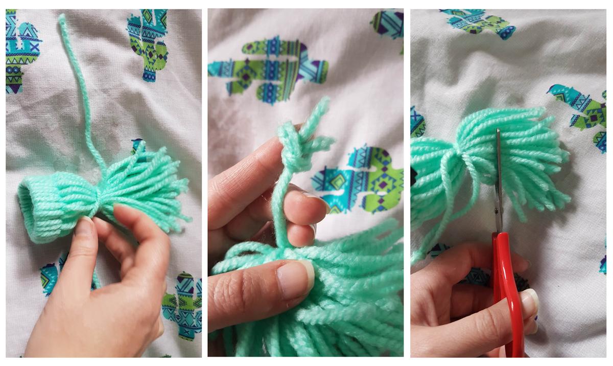 Adornos de Navidad DIY atar-y-recortar-para-rematar-el-gorro-de-lana