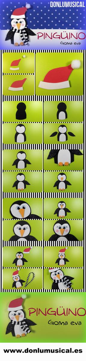 como hacer un pinguino goma eva donlumusical