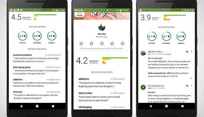 Google Play y su nuevo sistema de valoraciones