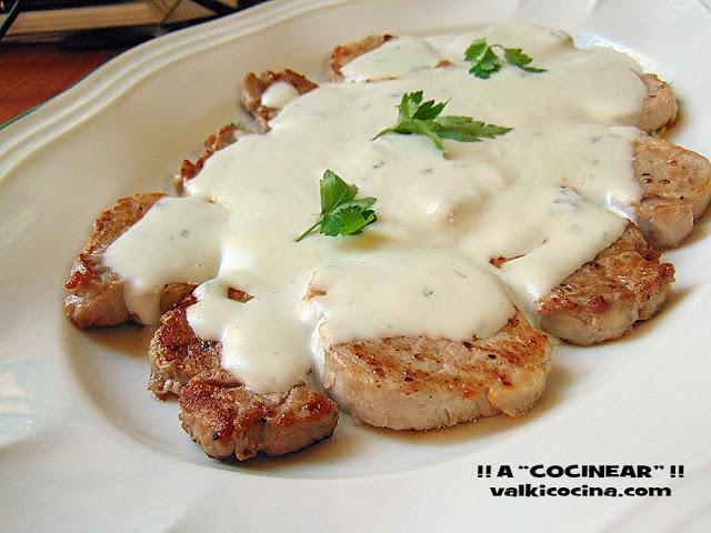 solomillo de cerdo con salsa roquefort