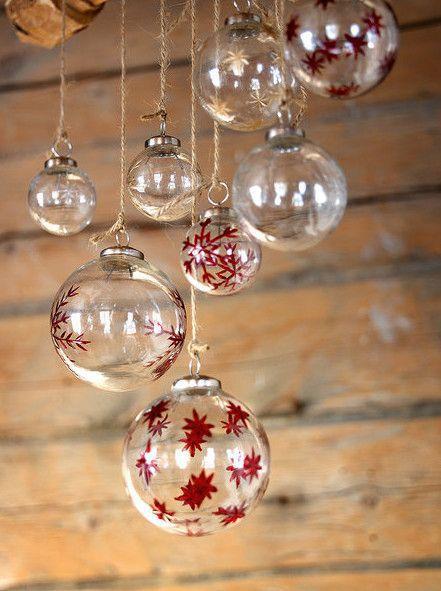 Christmas tree balls painted in red and gold