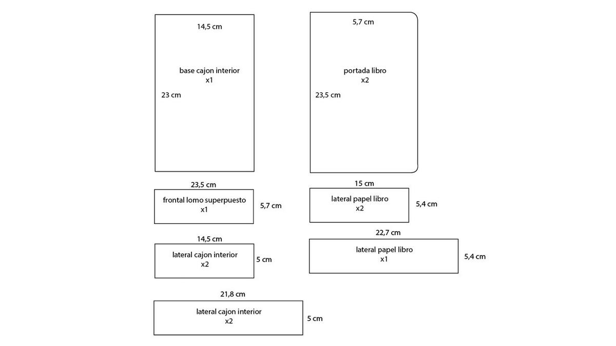 medidas libro de carton