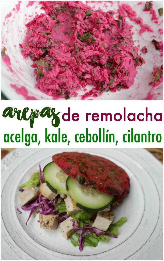 Arepa de Remolacha, Kale, Acelga, Cilantro, Cebollín y Pimentón