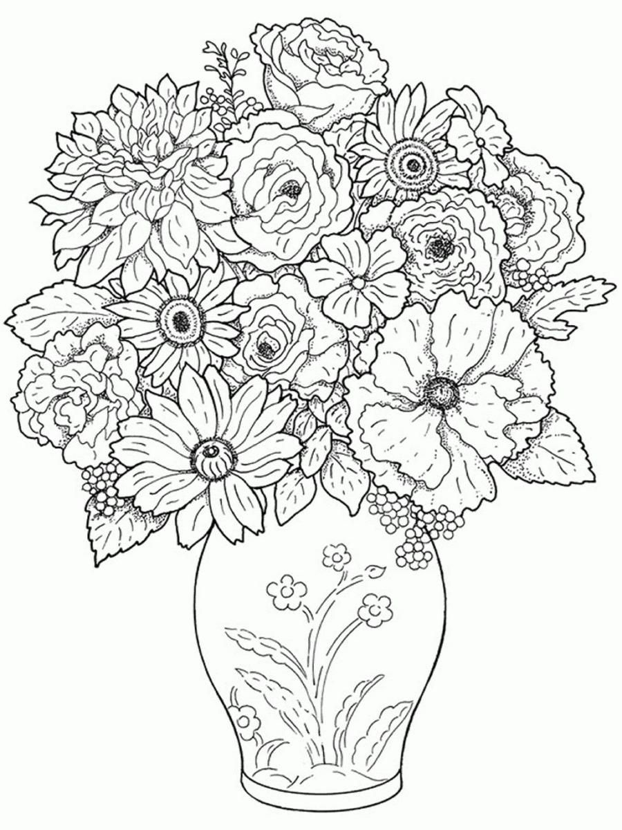 Flower Vase With Flowers Drawings Free Coloring Pages Of Flower Vase