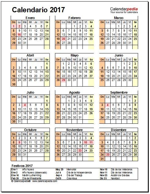 calendario 2017 estados unidos anual