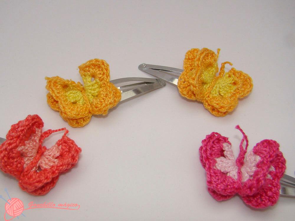 Mariposas y flores multicolores en ganchillo 1