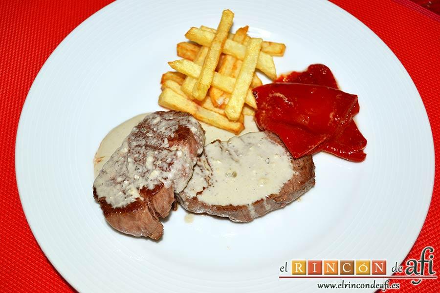 Solomillo de ternera con salsa de Cabrales, sugerencia de presentación