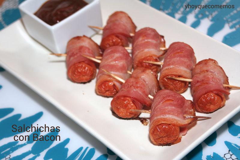 salchichas con bacon