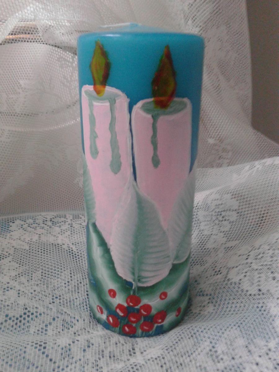 Vista vela con velas rosas 1