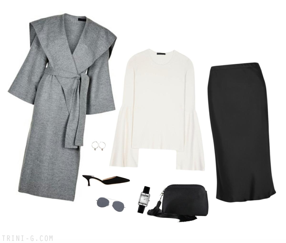Trini | The Row coat Manolo Blahnik shoes