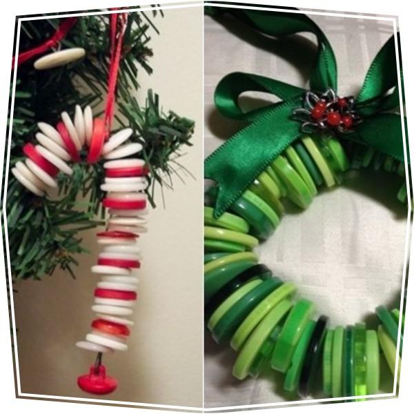 Manualidades de Navidad: adornos para el arbol con botones
