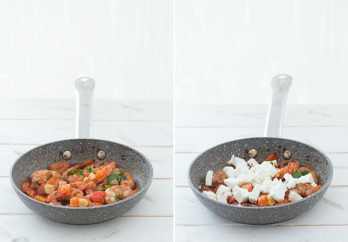 paso a paso ensalada templada de gambones, bajo en calorías