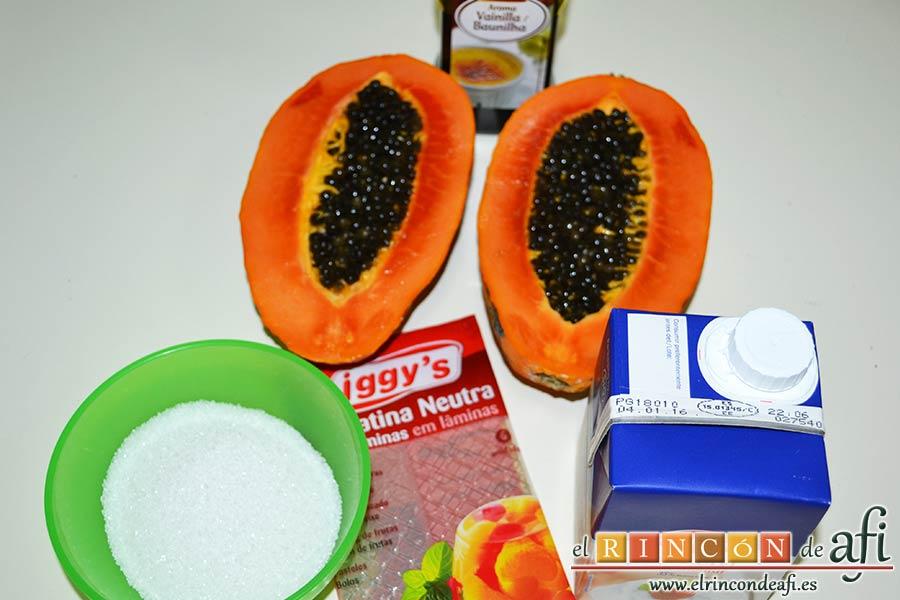 Panacota de papaya, preparar los ingredientes