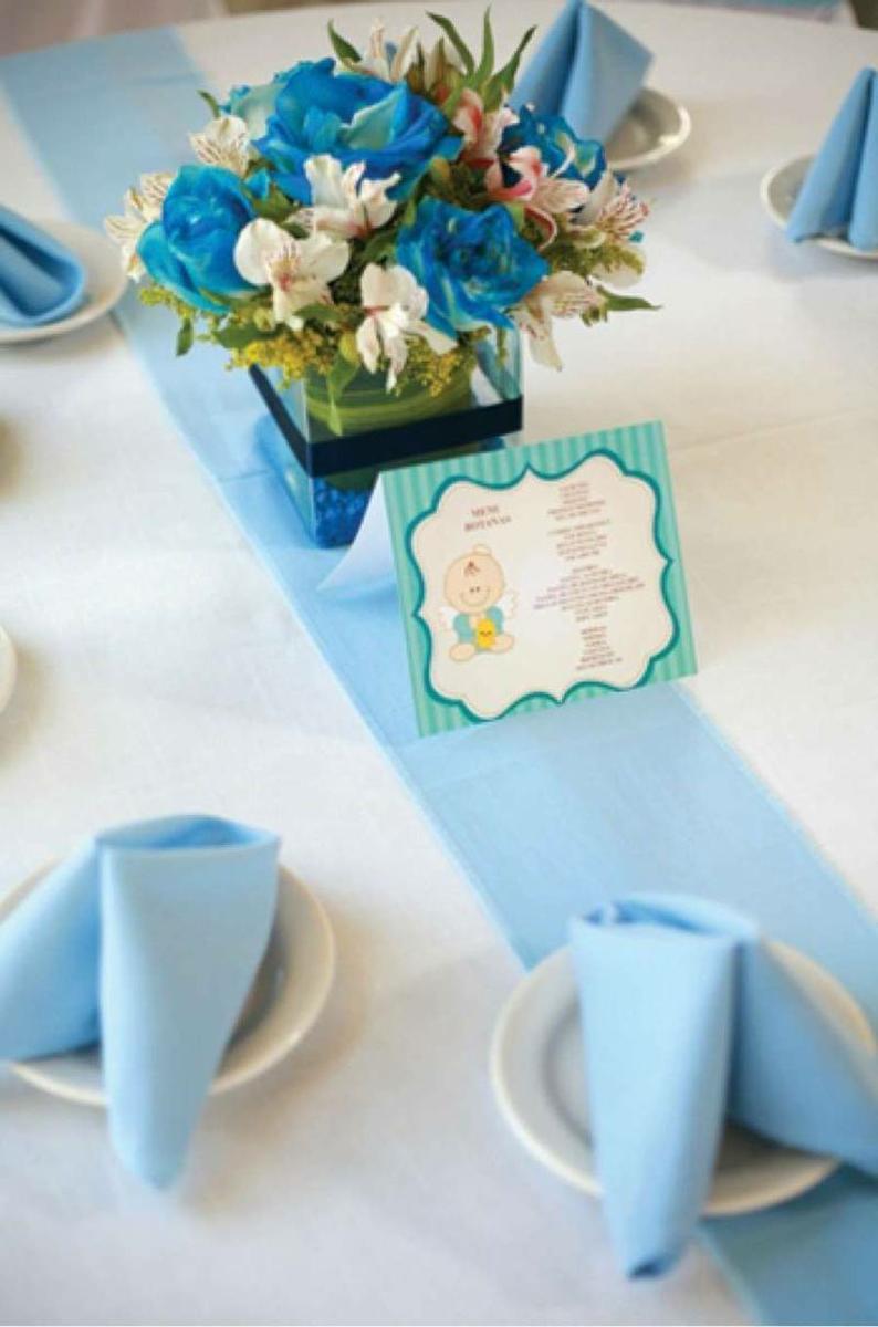 Decoración para bautizo en azul sencillo4