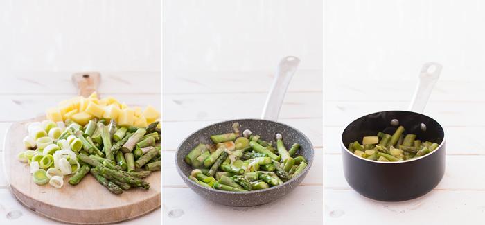 paso a paso crema de espárragos, baja en calorías