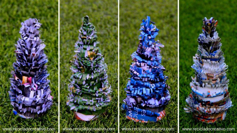 Árbol de Navidad con papel reciclado