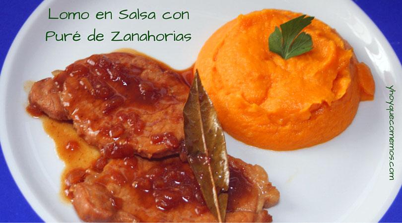 lomo en salsa con pure de zanahorias
