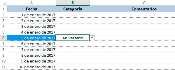 calendario 2017 de excel total diario