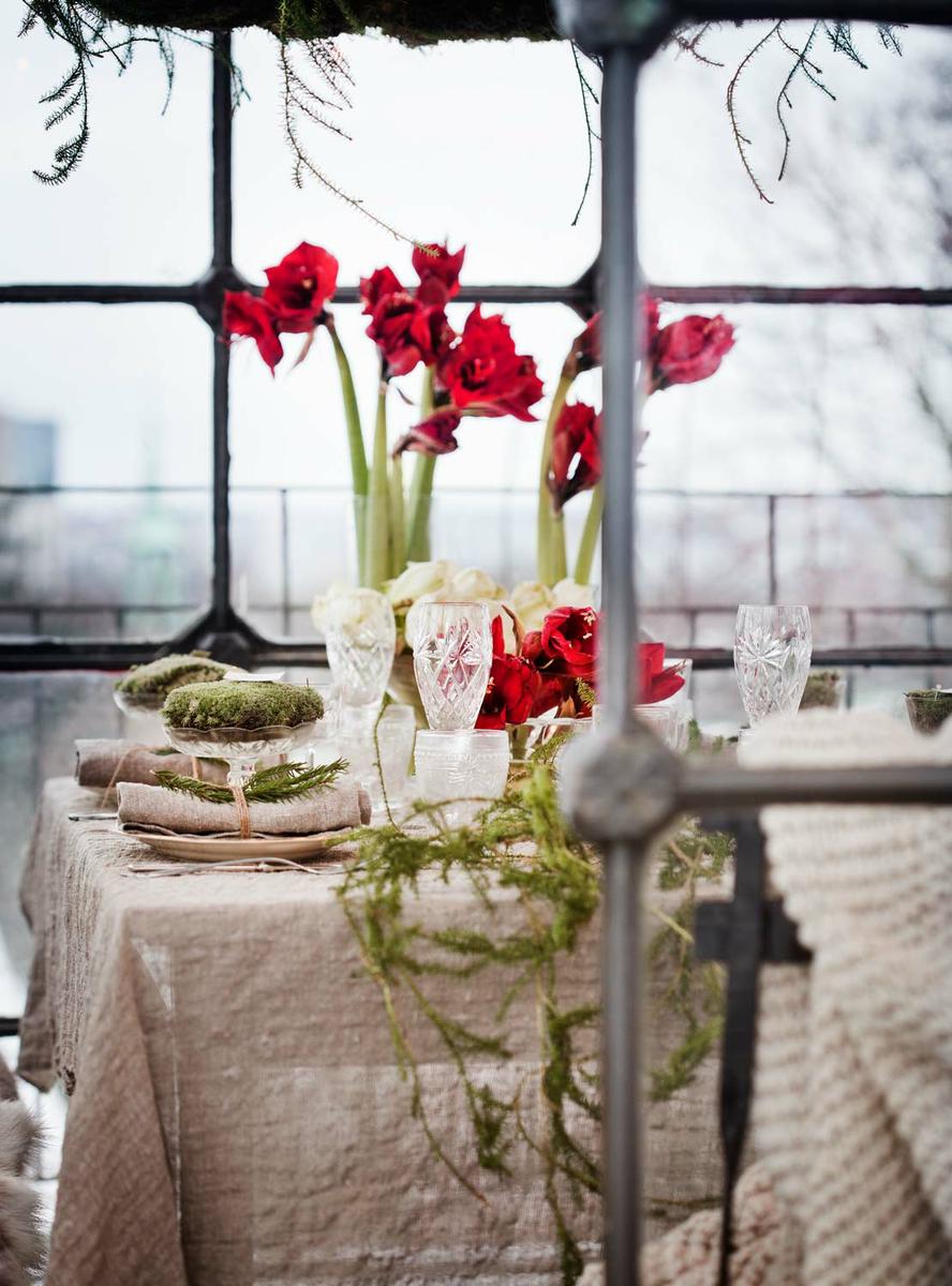 Cómo_decorar_la_mesa_para_Navidad_decollok_decoinspiración_detalle_musgo_ramas_pino_flores_rojas