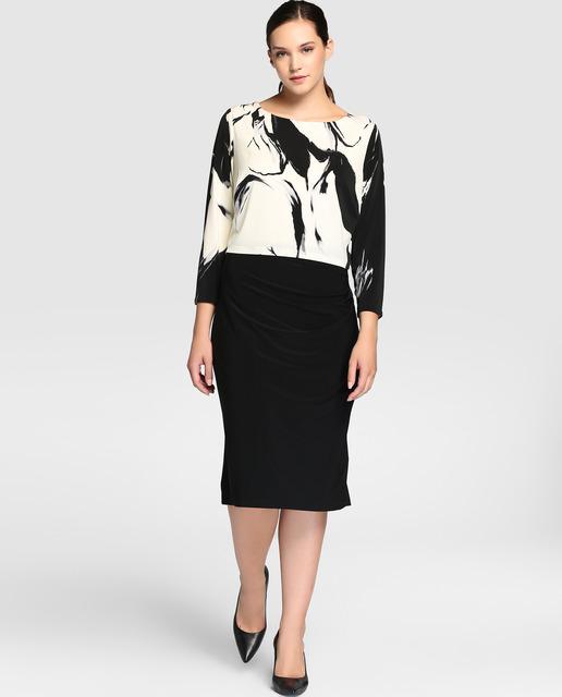 Vestidos Talla Grande temporada invierno - vestido en negro y blanco