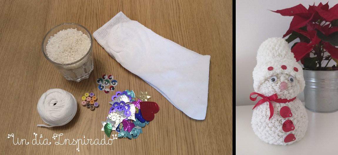 Muñeco de nieve con calcetines