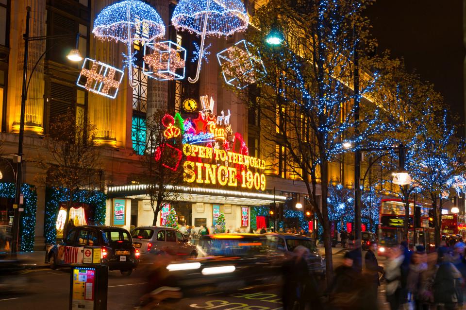 Imagen de luces navideñas en Oxford Street