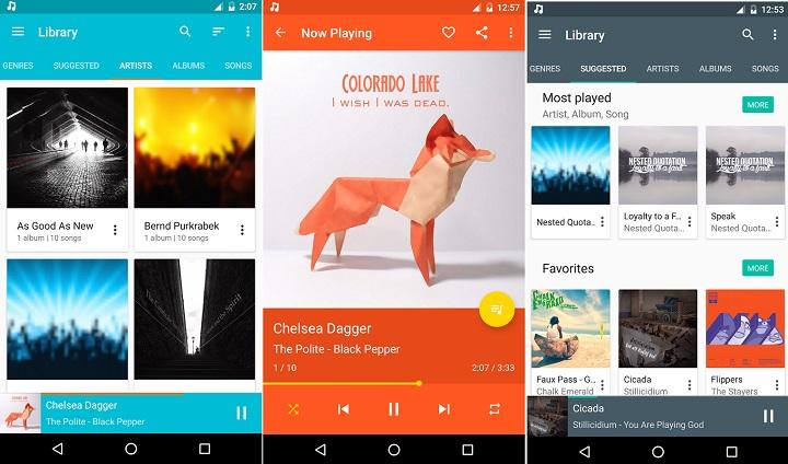 Los 10 mejores reproductores de música para Android Las mejores apps para reproducir música (local) en Android gratis AIMP Stellio Pulsar Rocket Player Phonograph BlackPlayer JetAudio DoubleTwist Shuttle Pixel Player podcasts radio online ecualizador de 12 bandas reproducción sin cortes, editor de tags, temas, material design, formatos WavPack(.wv .wvc), Monkey(.ape), MusePack (.mpc .mpp .mp+), Lossless (.mp4 .m4a .m4b), AAC (.aac .mp4 .m4a .m4b ), FLAC (.flac), Speex (.spx .wav .oga .ogg), Opus (.opus), Samples (.wav .aiff .mp3 .mp2 .mp1 .ogg), MOD music (.xm .it .s3m .mod .mtm .umx